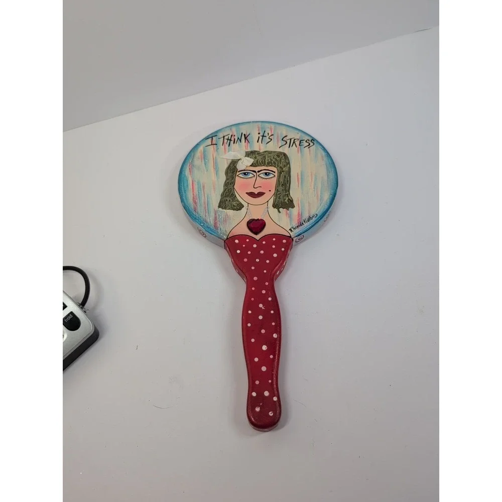 Vintage Cosmetic Mirror Hand-painted Rhonda Kullberg 3D